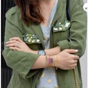 H&M Medium Conscious Collection Beaded Jacket Olive Green